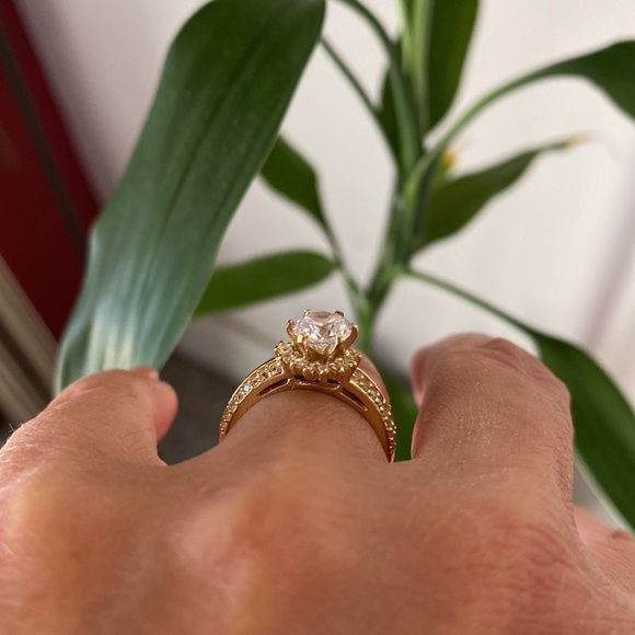 14k Solid Yellow Gold Engagement Ring Wedding Band - Picture 8 of 14